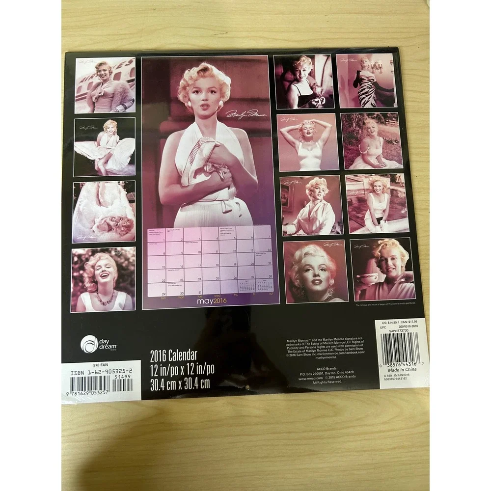 Marilyn Monroe 2016 Wall Calendar 16-Month Day Dream Sam Shaw Photography NEW